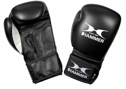Hammer Boxing Bokshandschoenen PREMIUM FITNESS - buffelleer - zwart - 8 OZ - Buffelleer