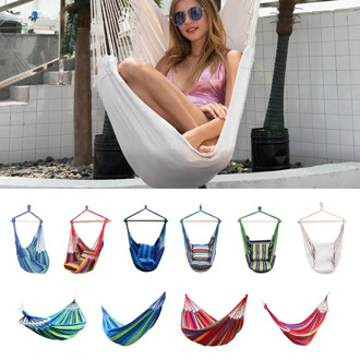 Hammock Hanging Rope Chair Swing Chair Seat with 2 Pillows for Garden Use Lazy Chair Travel Outdoor Swing Chair Bed Hammocks