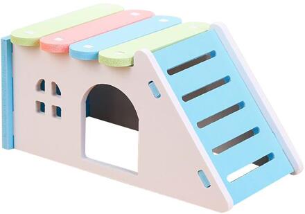 Hamster Huis Diy Hamster Hideout Hamster Huis Hideout Oefening Play Speelgoed Kooi Voor Hamster Cavia Muis Rat Kleine Dieren blauw