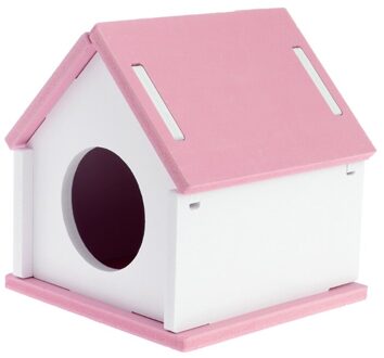 Hamster Huis Kooi Houten Bed Kleine Dier Huisdier Eekhoorn Woestijnrat Nest Speelgoed W0YC Roze