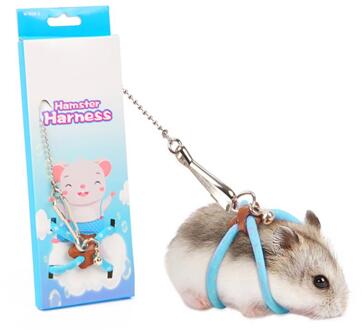 Hamster Leash Harness Set Verstelbare Kleine Dier Leash Met Bell Huisdier Walking Leash Voor Voor Rat Chinchilla Hamster Accessoires blauw