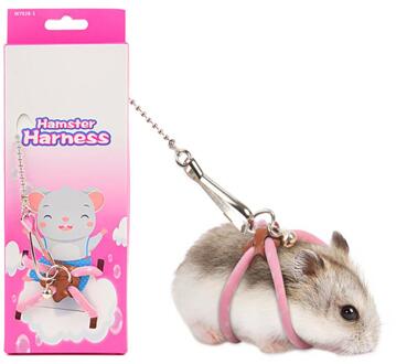 Hamster Leash Harness Set Verstelbare Kleine Dier Leash Met Bell Huisdier Walking Leash Voor Voor Rat Chinchilla Hamster Accessoires roze