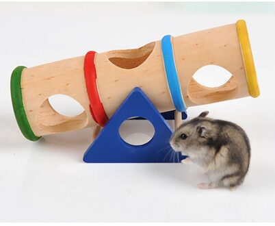 Hamster Speelgoed Omgekeerde Emmer Hamster Hout Wip Tunnel Buis Kleine Huisdier Houten Speelgoed