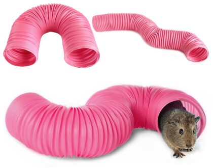 Hamster Tunnel Klein Dier Klimmen Buis Inklapbare Plastic Huisdier Tunnel Fret Egel Cavia Buis Hamster Accessoire roze