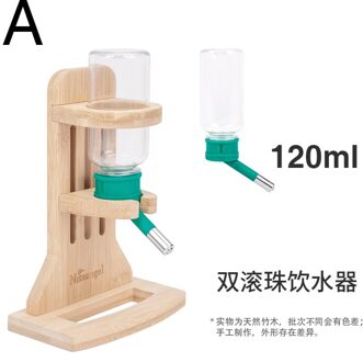 Hamster Verticale Drinker Bal Vacuüm Waterkoker Hoogte-Verstelbare Waterkoker Houder Bamboe Beugel Veilig Materiaal Kleine Dier Feeder groen