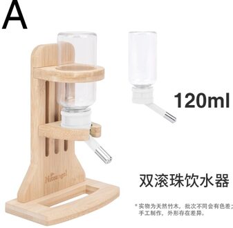 Hamster Verticale Drinker Bal Vacuüm Waterkoker Hoogte-Verstelbare Waterkoker Houder Bamboe Beugel Veilig Materiaal Kleine Dier Feeder wit