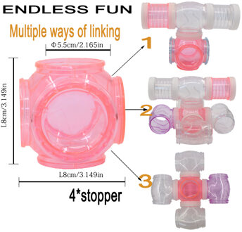 Hamster Zes-Through Tunnel Fittings Transparant Acryl Kooi Hamster Accessoires Goedkope Kleine Huisdier Speelgoed Levert 4/plug roze
