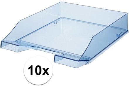 HAN 10 stuks brievenbakjes/postbakjes transparant blauw A4 formaat HAN - Documenten/papieren opbergen/bewaren - Kantoorartikelen