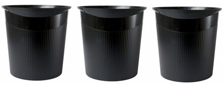 HAN 3x Zwarte vuilnisbak/prullenbak 13 liter