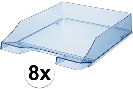 HAN 8 stuks brievenbakjes/postbakjes transparant blauw A4 formaat HAN - Documenten/papieren opbergen/bewaren - Kantoorartikelen
