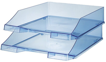 HAN Brievenbakje/postbakje A4 formaat - Set van 4x stuks - transparant blauw - Documenten - Kantoorartik