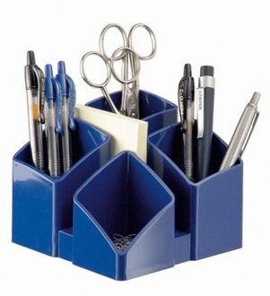 HAN Bureau organizer/pennenbakje Scala blauw  4- vaks- 12 x 12 x 10 cm - organisers kantoor artikelen