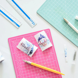 Hand Account Art Pen Knife A5 Cutting Pad Set Engraving Pen Knife Aluminum Ruler Cutting Mat Three-piece Set Stationery