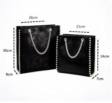Hand Bags Women Big Bag Tote Boston for Women Zaraing Retro Large Women Tote Chain Rivet Bead Shoulder Hand Bag Designer Handbag