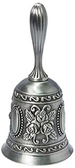 Hand Bel, Metal Tone Ring Alarm Hand Hold Dienst Call Bell Desktop Bel Thee Diner Bel Spel Bel, christmas Bell zilver