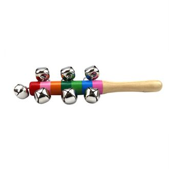 Hand Bel Milieuvriendelijke Mooie Baby Rammelaars Jingle Bells Houten Rammelaar Regenboog Kleur Baby Shaker Rattle Educatief Speelgoed 1stk