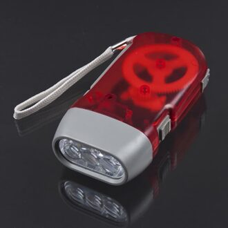 Hand Crank Reizen Zaklamp Batterij-Gratis Camping Lichten 3 Leds Hand Drukken Zaklamp Handleiding Generator Zaklamp Rood