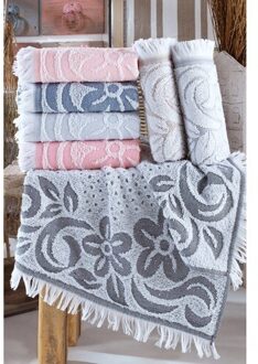 Hand En Gezicht Handdoek Set Jacquard Omzoomd 6 Stuks 50 X90 Cm % 100 Katoen Made In Turkije Juego De toallas De Mano Y Cara