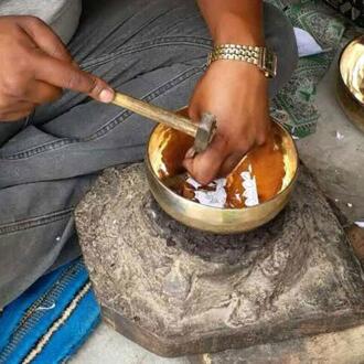 Hand Gehamerd Chakra Tibetaanse Klankschaal Set Hout Accessoires Yoga Decor Sticker Ambachten Mat Thuis Boeddhisme Voor Medita R7W1