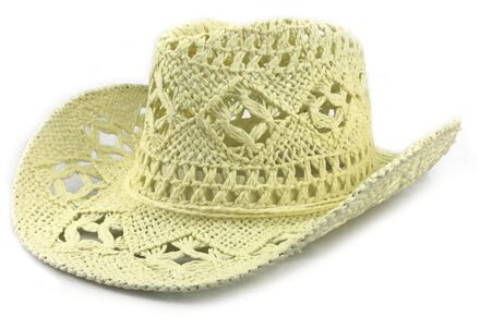 Hand Gemaakt Stro Gebreide Hollow Out West Cowboy Man Zomer Zonnescherm Gletsjer Caps Emmer Hoeden BEIGE