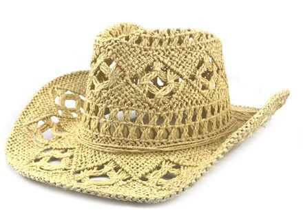 Hand Gemaakt Stro Gebreide Hollow Out West Cowboy Man Zomer Zonnescherm Gletsjer Caps Emmer Hoeden khaki