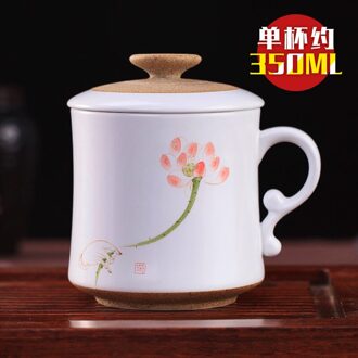 Hand Geschilderd Lotus Filter Cup Met Cover Lotus Cup Keramische Thuis Thee Cup Jingdezhen Thee Set Mok Maatwerk licht geel