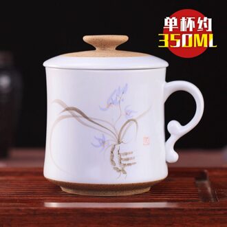 Hand Geschilderd Lotus Filter Cup Met Cover Lotus Cup Keramische Thuis Thee Cup Jingdezhen Thee Set Mok Maatwerk licht groen