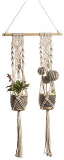 Hand Geweven Kant Bloempot Decoratie Hanger Opknoping Decoratie Bohemian Bloempot Muur Opknoping Plant Touw Kant Plant Stand