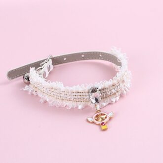 Hand Geweven Kat Fairy Kraag Bell Huisdier Sjaal Wit