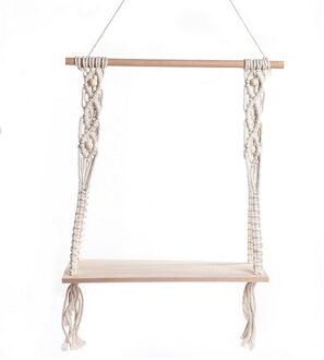 Hand-Geweven Macrame Wandtapijten Rack Plank Rustieke Houten Boerderij Opknoping Decoratieve Planken Muur Opknoping Planken Ornament