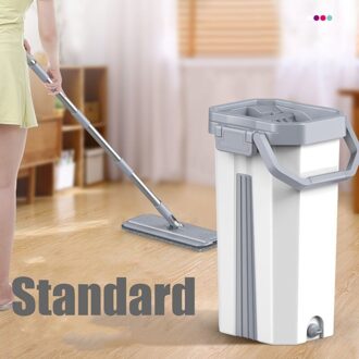 Hand-Gratis Mop Vloer Voor Thuis Woonkamer, hand-Gratis Mop Emmer Vlakke Plaat Voor Verdikking Thuis Mop Floor S 2 mops