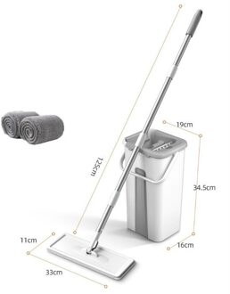 Hand Gratis Vlakke Vloer Mop En Emmer Set Voor Hardhout Voor Professionele Home Floor Cleaning System Met Wasbare Microfiber Pads 1 reeks within 2 pads