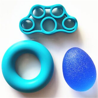 Hand Grip Set Siliconen Weerstand Bands Zachte Strengthener Kit Pols Vinger Trainer Revalidatie Fitness Training Carpaal Uitbreiden blauw-115g