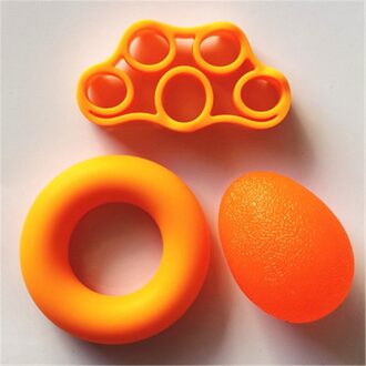 Hand Grip Set Siliconen Weerstand Bands Zachte Strengthener Kit Pols Vinger Trainer Revalidatie Fitness Training Carpaal Uitbreiden oranje-115g