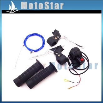 Hand Grips + Kill Stop Schakelaar + Twist Throttle + 115mm 825mm Gaskabel + Remhendel Voor 2 Stroke 47 49cc Pocket Mini Bike blauw