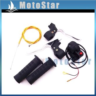 Hand Grips + Kill Stop Schakelaar + Twist Throttle + 115mm 825mm Gaskabel + Remhendel Voor 2 Stroke 47 49cc Pocket Mini Bike goud