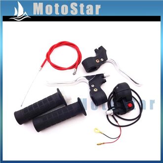 Hand Grips + Kill Stop Schakelaar + Twist Throttle + 115mm 825mm Gaskabel + Remhendel Voor 2 Stroke 47 49cc Pocket Mini Bike rood
