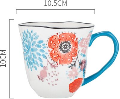 Hand-Held Creatieve Keramische Mok Handgeschilderde Creatieve Franse Persoonlijkheid Retro Ontbijt Mok Granen Mok Melk Mok blauw mok