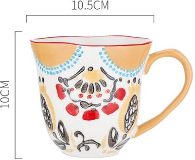 Hand-Held Creatieve Keramische Mok Handgeschilderde Creatieve Franse Persoonlijkheid Retro Ontbijt Mok Granen Mok Melk Mok geel mok