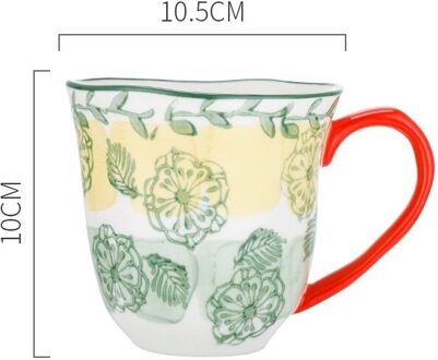 Hand-Held Creatieve Keramische Mok Handgeschilderde Creatieve Franse Persoonlijkheid Retro Ontbijt Mok Granen Mok Melk Mok groen mok