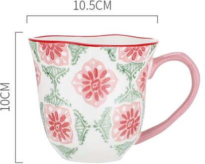 Hand-Held Creatieve Keramische Mok Handgeschilderde Creatieve Franse Persoonlijkheid Retro Ontbijt Mok Granen Mok Melk Mok roze mok