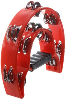 Hand Held Tamboerijn Dubbele Rij Metalen Percussie Rood