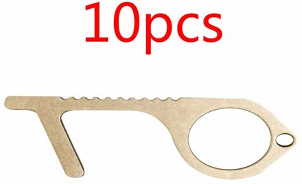 Hand Hygiëne Antimicrobiële Messing Kleur Edc Deur Opener En Stylus Draagbare Druk Lift Tool Deurklink Sleutel Smart Schoon Sleutel haak 10stk