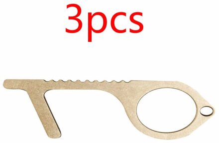 Hand Hygiëne Antimicrobiële Messing Kleur Edc Deur Opener En Stylus Draagbare Druk Lift Tool Deurklink Sleutel Smart Schoon Sleutel haak 3stk