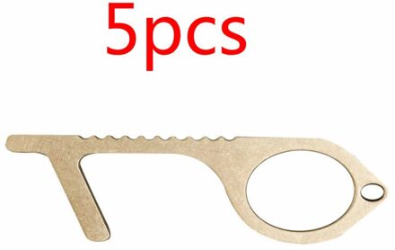 Hand Hygiëne Antimicrobiële Messing Kleur Edc Deur Opener En Stylus Draagbare Druk Lift Tool Deurklink Sleutel Smart Schoon Sleutel haak 5stk