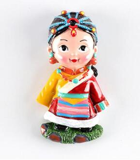 Hand-Made Painted Chinese Tibetaanse Etnische Kostuums 3D Koelkast Magneten Toerisme Souvenirs Koelkast Magnetische Stickers 003