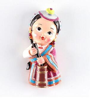 Hand-Made Painted Chinese Tibetaanse Etnische Kostuums 3D Koelkast Magneten Toerisme Souvenirs Koelkast Magnetische Stickers 005