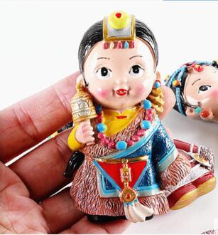 Hand-Made Painted Chinese Tibetaanse Etnische Kostuums 3D Koelkast Magneten Toerisme Souvenirs Koelkast Magnetische Stickers 008