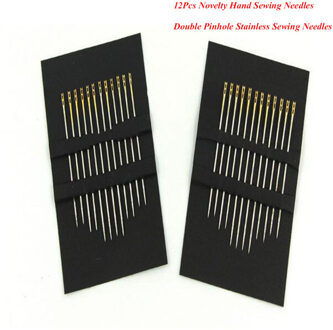 Hand Naaien Naalden 12 Pcs Dubbele Pinhole Roestvrij Naalden Self Threading Draad Huis Huishouden Gereedschap Diy Naald