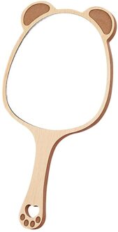 Hand Spiegels Hout Creatieve Handheld Cosmetische Spiegel Met Handvat Make-Up Spiegel Leuke Dier Handheld Spiegel Cute beer